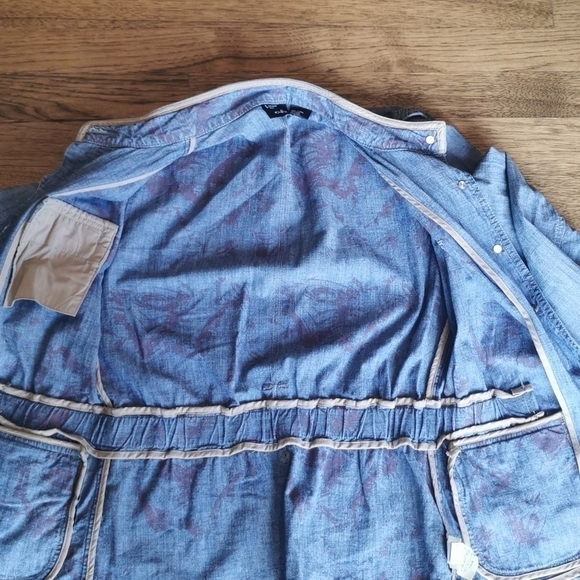 Oakley Light Denim Chambray Button-Up Coat Small - Picture 9 of 11